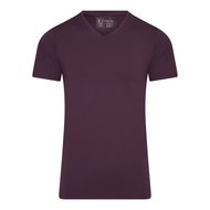 RJ PURE COLOR Heren shirt met V-Hals - Aubergine