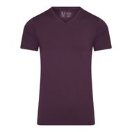 RJ PURE COLOR Heren shirt met V-Hals - Aubergine